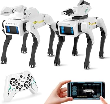 Smart Robot Dog 2 in 1 - حيوان أليف تفاعلي في العلوم والتكنولوجيا والهندسة والرياضيات مع التحكم الصوتي، و30+ إجراءات وبرمجة التطبيقات، وتصميم متين للأطفال بعمر 6+ متوافق مع iOS/Android