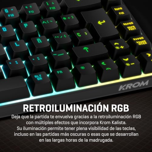 Miniatura 7 de Krom Kalista - Teclado Gaming De Membrana Rgb Rainbow, Formato 62 , Modo Gaming, N-19 Anti-Ghosting, Windows Mac, Layout Español, Negro