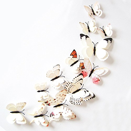 Set de 24 stickers mariposas 3D adhesivos blancos miniatura 2