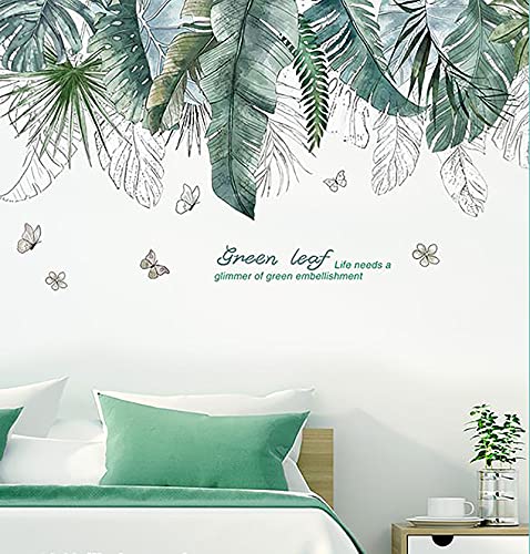 Sengter Tropical Leaves Wall Decals Removable Jungle Green Palms Tree Plant Wall Stickers For Living Room Kids Room Bedroom Playroom Decor #TOP2
