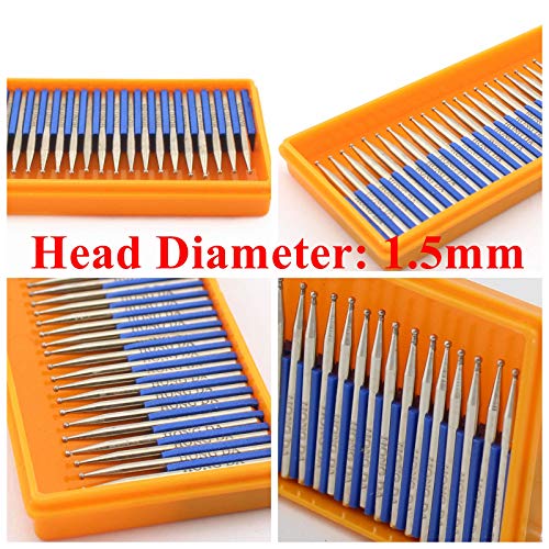 JINGLING Diamond Grinding Bits 1.5mm Spherical Head Rotary Tools with 1/8 Inch Shank for Dremel Accessories Pack of 30Pcs by JINGLING - Used condition - Image 2