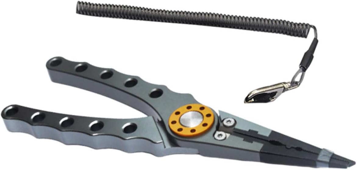 Cnc Aluminum Clamp Fishing Gear Pliers Fish Wire Hooks Scissors Line Cutter Lose Lanyard Grey