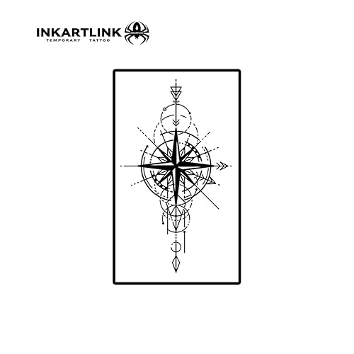 INKARTLINK Semi Permanent Tattoo, creative party tattoo, exquisite and realistic design, interesting tattoo experience, cruelty-free, non-reflective, waterproof (Shark Anchor)(Commander and Astrolabe)