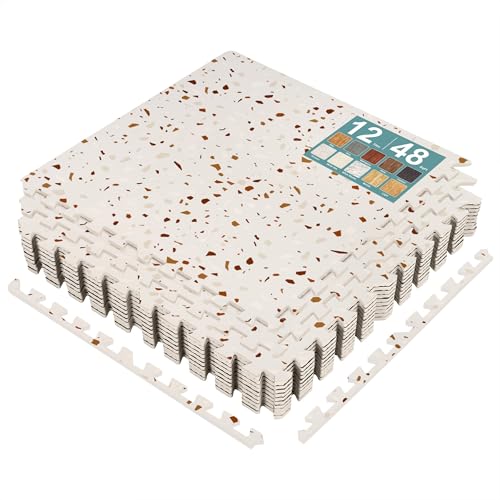 Sorbus 48 Sq. Ft. Wood Grain Floor Tiles Foam Mat