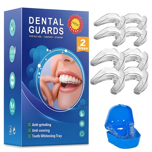 Mouth Guard for Grinding Teeth 8 Pack - Custom Moldable Dental Night Guard Night Guards for Teeth Grinding Reusable Mouth Guard for Sleeping Bite Guard (2 Sizes)