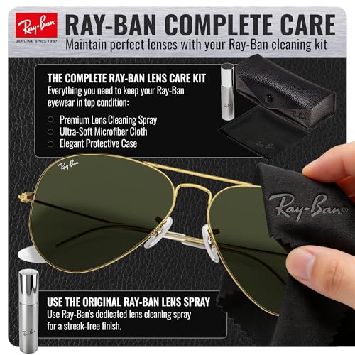 Image of Ray-Ban RB3025 AVIATOR CLASSIC Pilot Shaped Sunglasses for Men & Women with Official RAYBAN Eyewear Kit