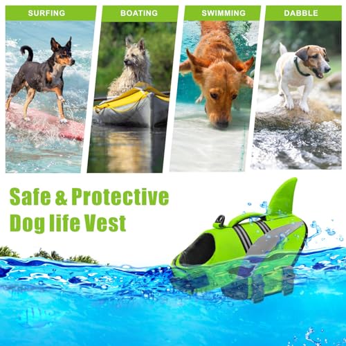 Mosucoirl Dog Life Jacket High Flotation,Shark Dog Lifesavers Floats Coat High Visibility Reflective Pet Safety Vest Swimsuits Small Medium Large Dog Life Vest for Swimming Boating Surfing Kayaking Mosucoirl Dog Life Jacket High Flotation,Shark Dog Lifesavers Floats Coat High Visibility Reflective Pet Safety Vest Swimsuits Small Medium Large Dog Life Vest for Swimming Boating Surfing Kayaking