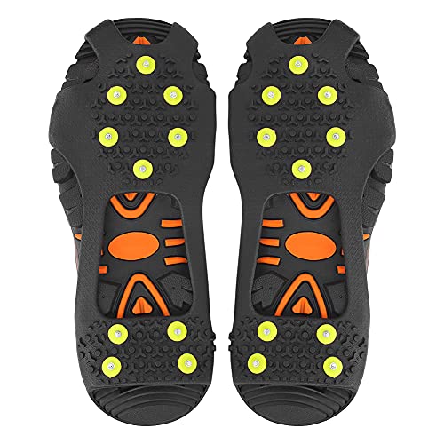 Crampons Crampons à Glace Traction pour Chaussures et Bottes, Grips à Neige Glacés, Universels 10 Dents Antidérapants Crampons à Glace Grips Crampons Crampons pour Randonnée Escalade(M: 36-38) – vue 2