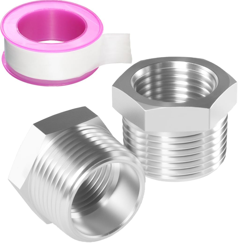 Stainless Steel Reducer Hex Bushing Threaded Pipe Fitting 3/4" NPT Male x 3/8" NPT Female Bushing 3/4 to 3/8 Adapter Pipe Fitting (Pack of 6)