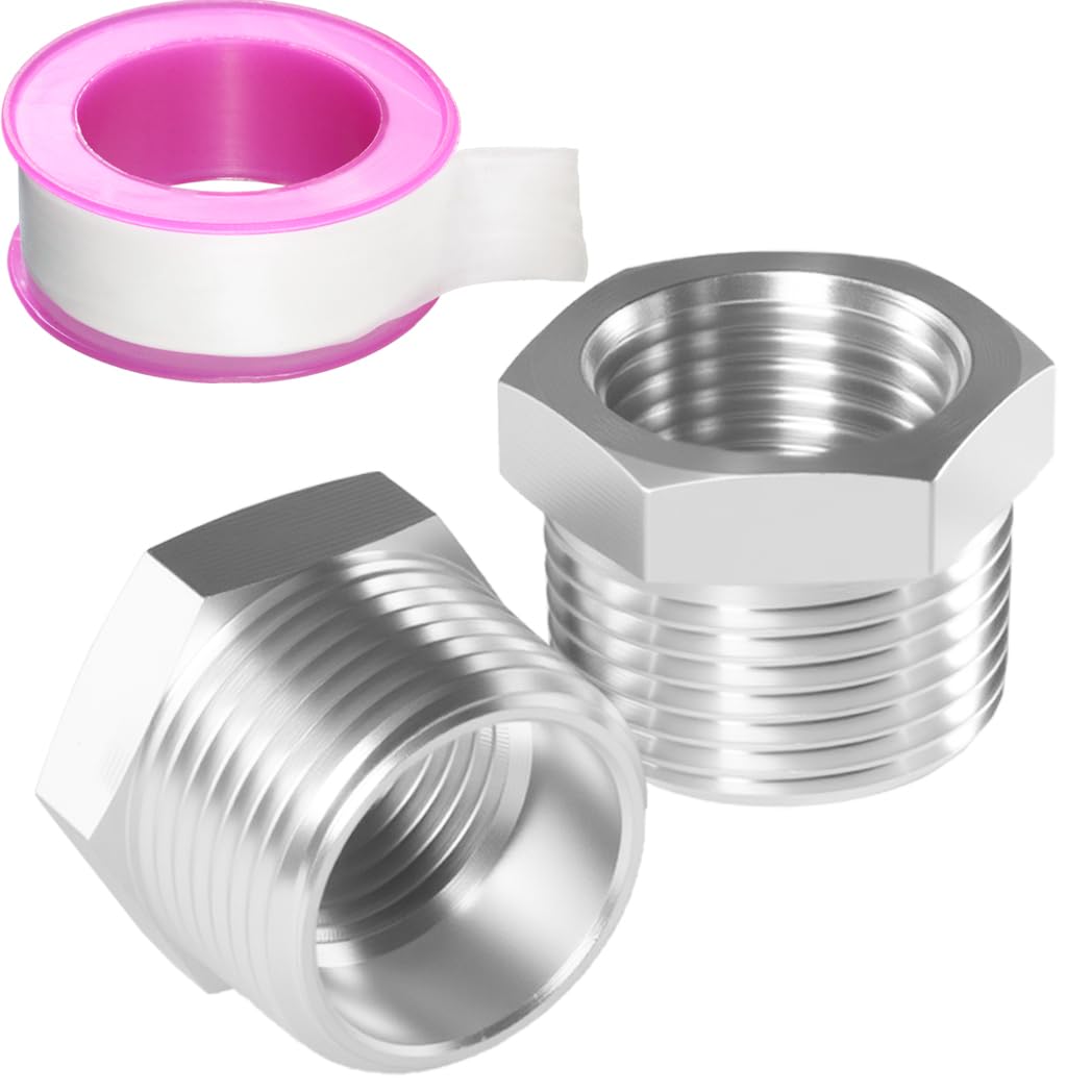 Stainless Steel Reducer Hex Bushing Threaded Pipe Fitting 3/4" NPT Male x 3/8" NPT Female Bushing 3/4 to 3/8 Adapter Pipe Fitting (Pack of 6)