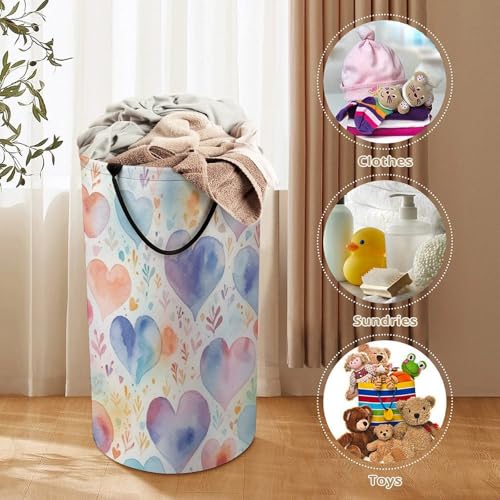 Grand panier de rangement pour jouets et linge pliable avec poignées