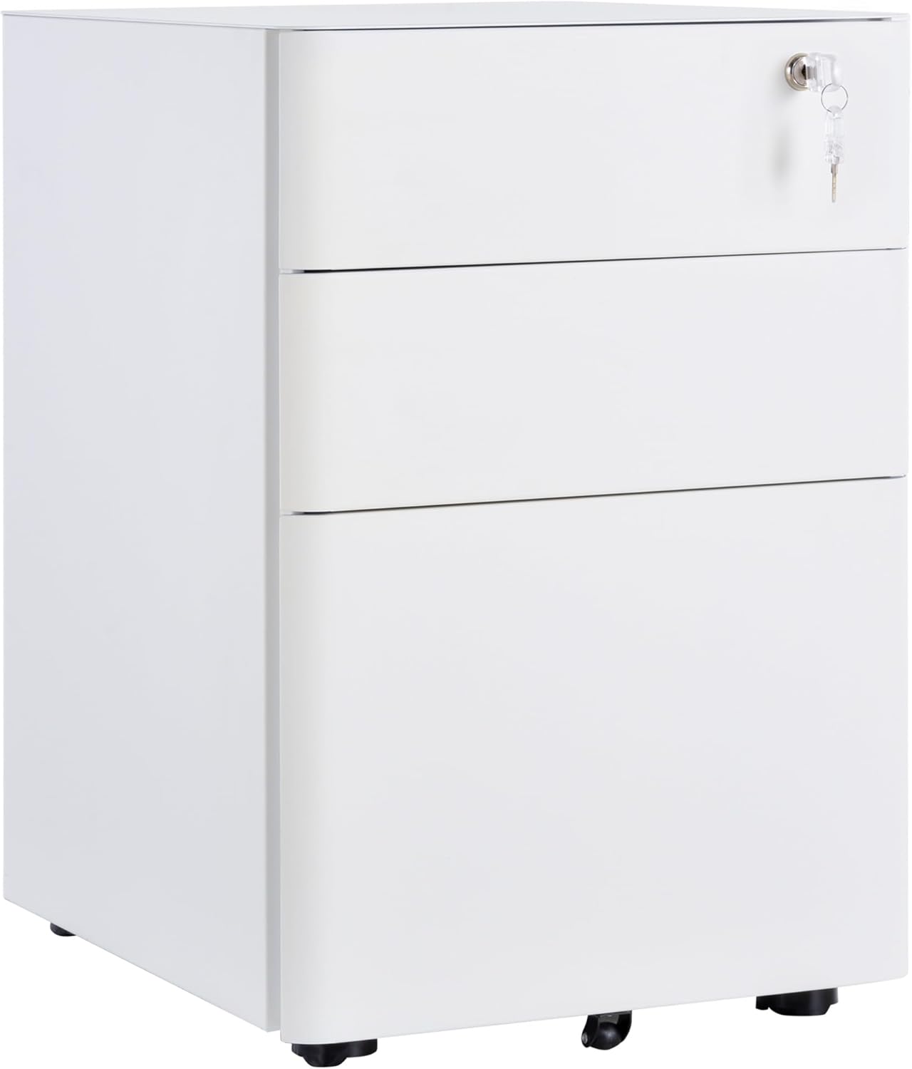 Cassettiera Ufficio 3 Cassetti Con Serratura - Con Rotelle 39x48x59cm - Bianco - Foto 13