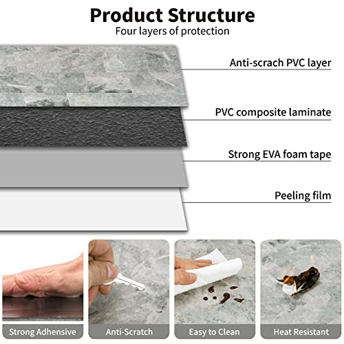 Yipscazo 10 Sheets Peel And Stick Backsplash Tile, Stick On Tile For Kitchen Backsplash, Bathroom Vanities, Fireplace Décor, Laundry Table(12" X 12",Bluestone) #TOP3