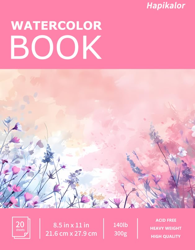 Image of 300gsm Pink Watercolor Paper Pad, 20 Sheets, Single Pad, 8.5x11 Inches