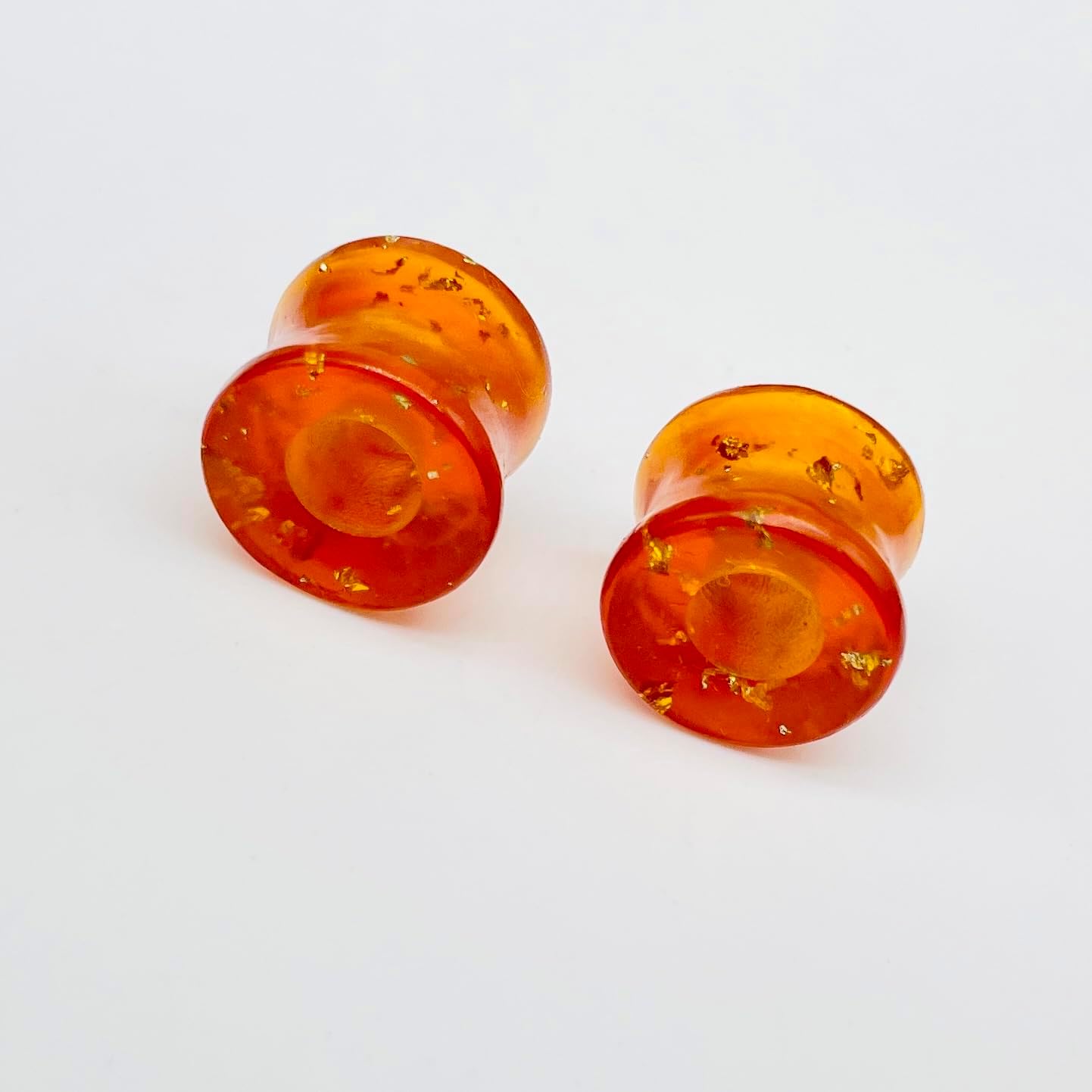 Amber Stone Double Flared Ear Tunnels Plugs | Handmade Stone Gauge Body Piercing Jewelry | Polished Amber Ear Gauges for Men & Women
