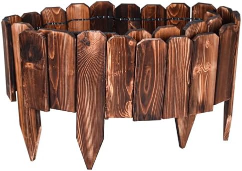 Rollborder Rasenkante Holzzaun Länge 200cm Beeteinfassung Palisade Beetumrandung Gartenzaun Kiefernholz Umzäunung Steck Zaun Höhe - (20 Cm, Grau
