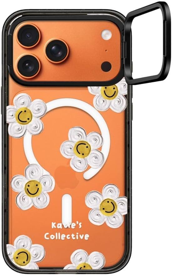 CASETiFY Impact Ring Stand iPhone 17 Pro Max Case [Kickstand/Compatible with Magsafe / 6.5 ft. 3X Military Grade Drop Protection] - Daisy - Clear Black