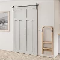 Hoconnie 9 láb 274 cm kétajtós bi-folding toló barn ajtó vasalat készlet sínekkel helytakarékos 2 ajtóhoz 4