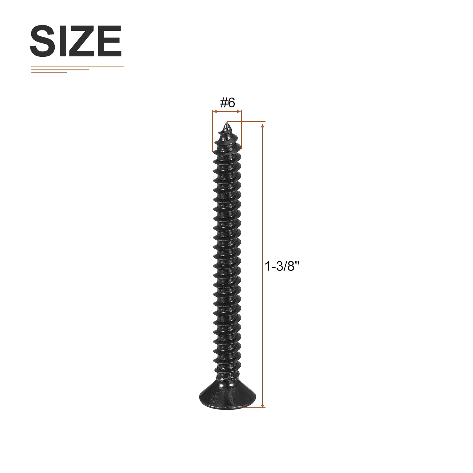 DTGN 100Pcs #6x1-3/8" Flat Head Wood Screws, Carbon Steel Phillips Self Tapping Screws - Good for Woodworking Furniture - Black - Image 2