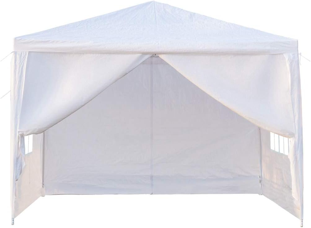 10 x 10' Four Sides Portable Home Use Waterproof Tent with Spiral Tubes White Outdoor Patio Wedding Party Tent Heavy Duty Canopy Tents