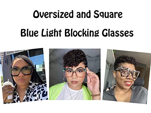 Murddoa 4 Pack Oversized Square Blue Light Blocking Glasses Cute And Stylish Frames For Women Computer Eyewear(4 Pairs) #TOP1