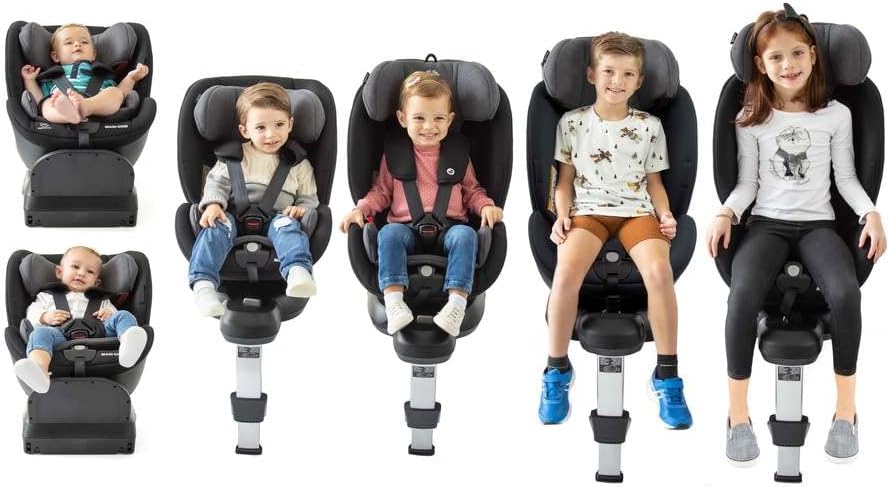 An image displaying the key dimensions of the Maxi-Cosi Spinel 360 car seat: 67cm height, 45cm width, and 63cm depth.