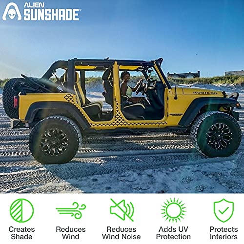 Alien Sunshade Jeep Wrangler Jku (2007-2018) – Front & Rear Mesh Sun Shade For Jeep Jk Unlimited - Blocks Uv, Wind, Noise - Bikini Jkini Top Cover For Sport, Sport S, Sahara, Rubicon (Purple) #TOP3