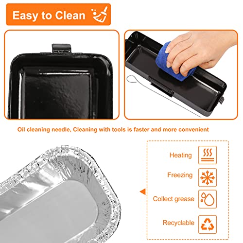 Utheer Grill Grease Cup/Catcher Pan Holder For Camp Chef Stove Griddles Sg100 Sg90 Sg14 Sg30 Sg60,Drip Pan For Camp Chef Ftg600, Ftg900, Ftg475 Flat Top Griddle,With 15Pack Aluminum Foil Liner #TOP5