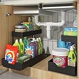 Under Sink Organizers and Storage, 2 Pack Slide out Kitchen Under Sink Storage Rack, Bathroom Cabine
