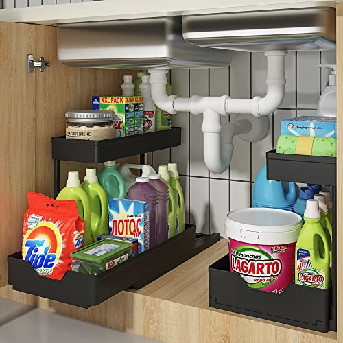 Under Sink Organizers And Storage, 2 Pack Slide Out Kitchen Under Sink Storage Rack, Bathroom Cabinet Organizer Baskets #TOP6