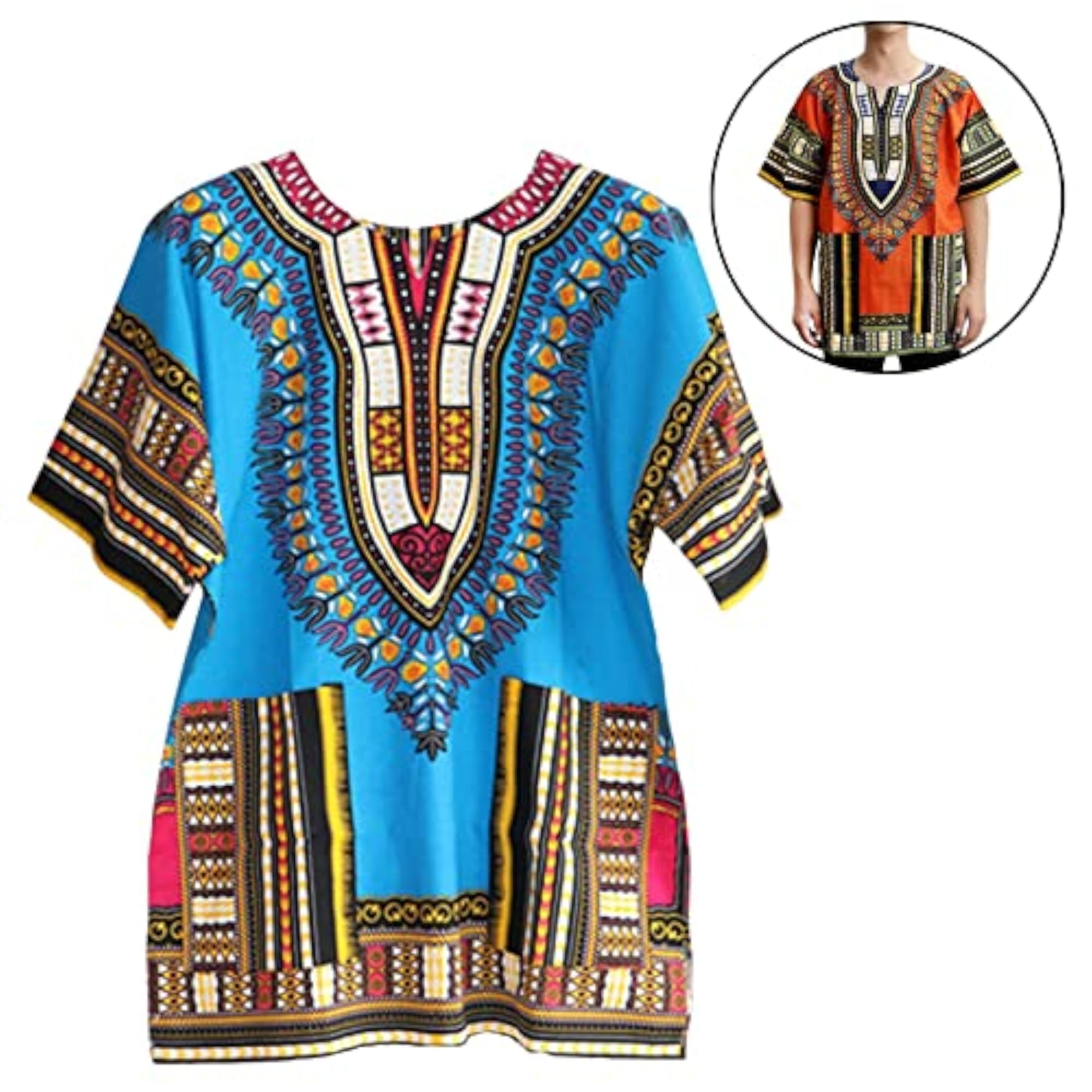 Unisex African Dashiki Shirt, Light Blue