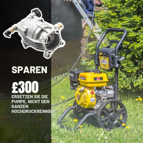 Hochdruckreiniger Pumpe 3000 PSI (200 Bar) – Horizontale Ersatzpumpe 6,5 HP mit 8,5 L/min Durchfluss für Benzin Hochdruckreiniger – Aluminium Pumpenkopf – Waspper PA000-PW28/2.5