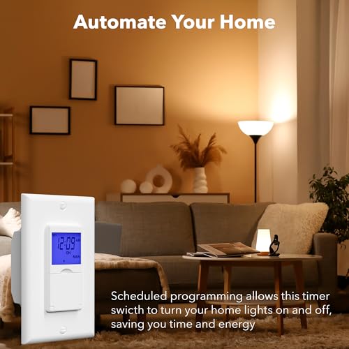 image for BN-LINK 7 Day Programmable in-Wall Timer Switch for Lights, Digital Li