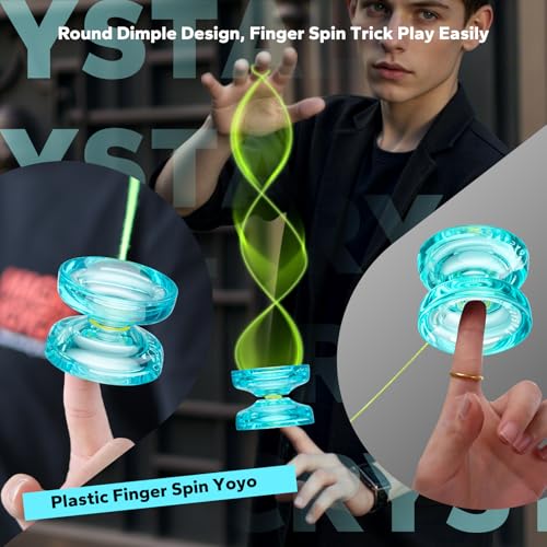 Image of MAGICYOYO K2 Crystal Professional Finger Spin Yoyo, Responsive Yoyo for Kids 8-12 & Beginners, Durable PC Plastic Yo-yo, Includes 12 Yo yo Strings, Glove & Bag (Crystal Green)