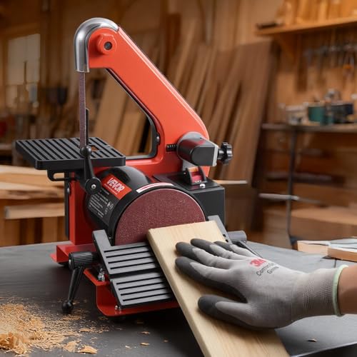 VEVOR 5" Disc Sander & 1" x 30" Belt Sander, 250W Benchtop Belt Disc Sanders Combo with 0-45° Adjustable Worktable & Dust Collection Ports for Woodworking, Furniture Refinishing, DIY Crafting thumbnail 8