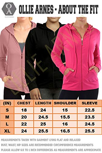 Ollie Arnes Women's Thermal Long Hoodie Zip Up Jacket Sweater Tops Solid_Black Xl #TOP5