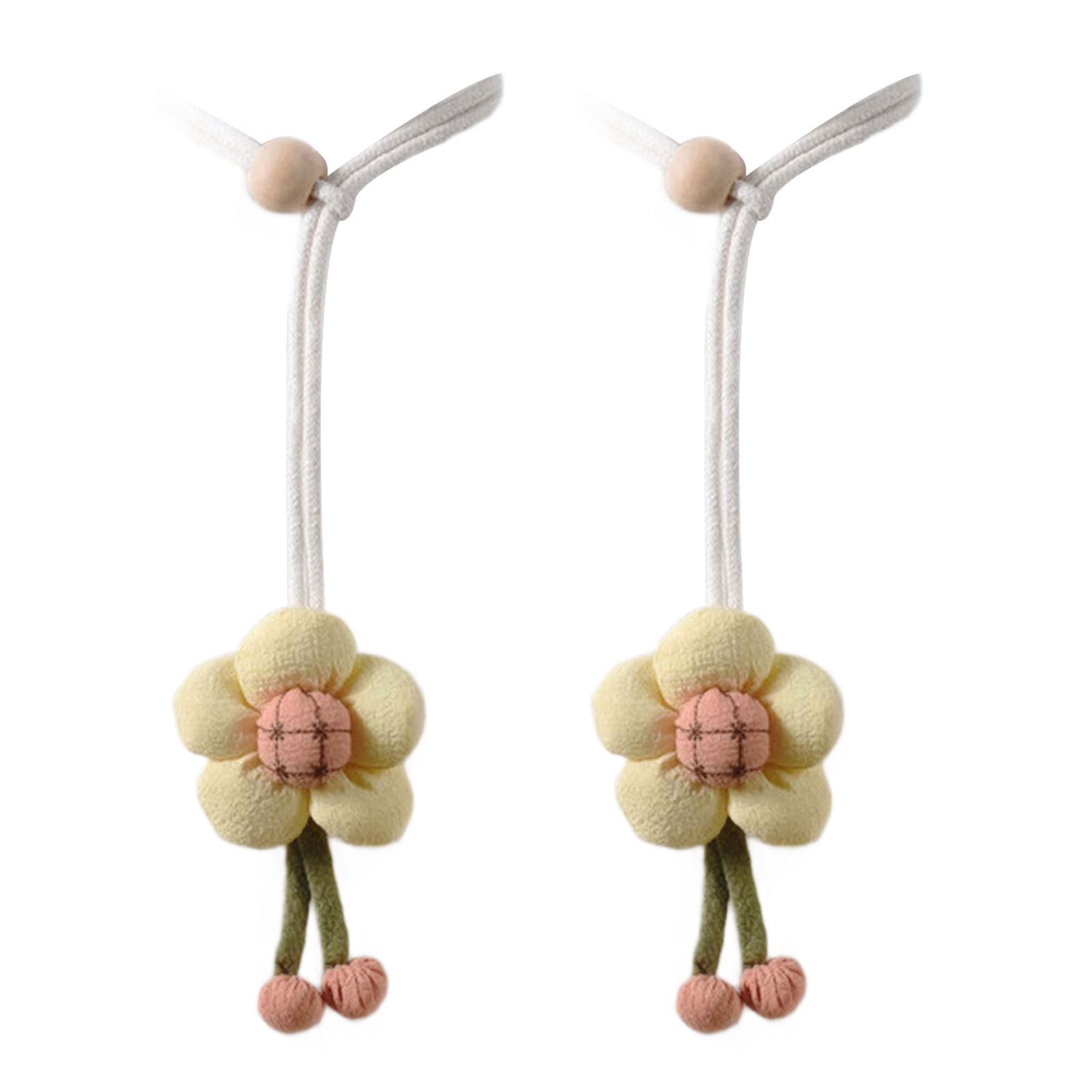 2Pieces Curtain Tiebacks Wood Bead Window Drapery Holdbacks Tie with Fabric Pumpkin for Living Room Bedroom Decors Fabric Window Drapery Holdbacks