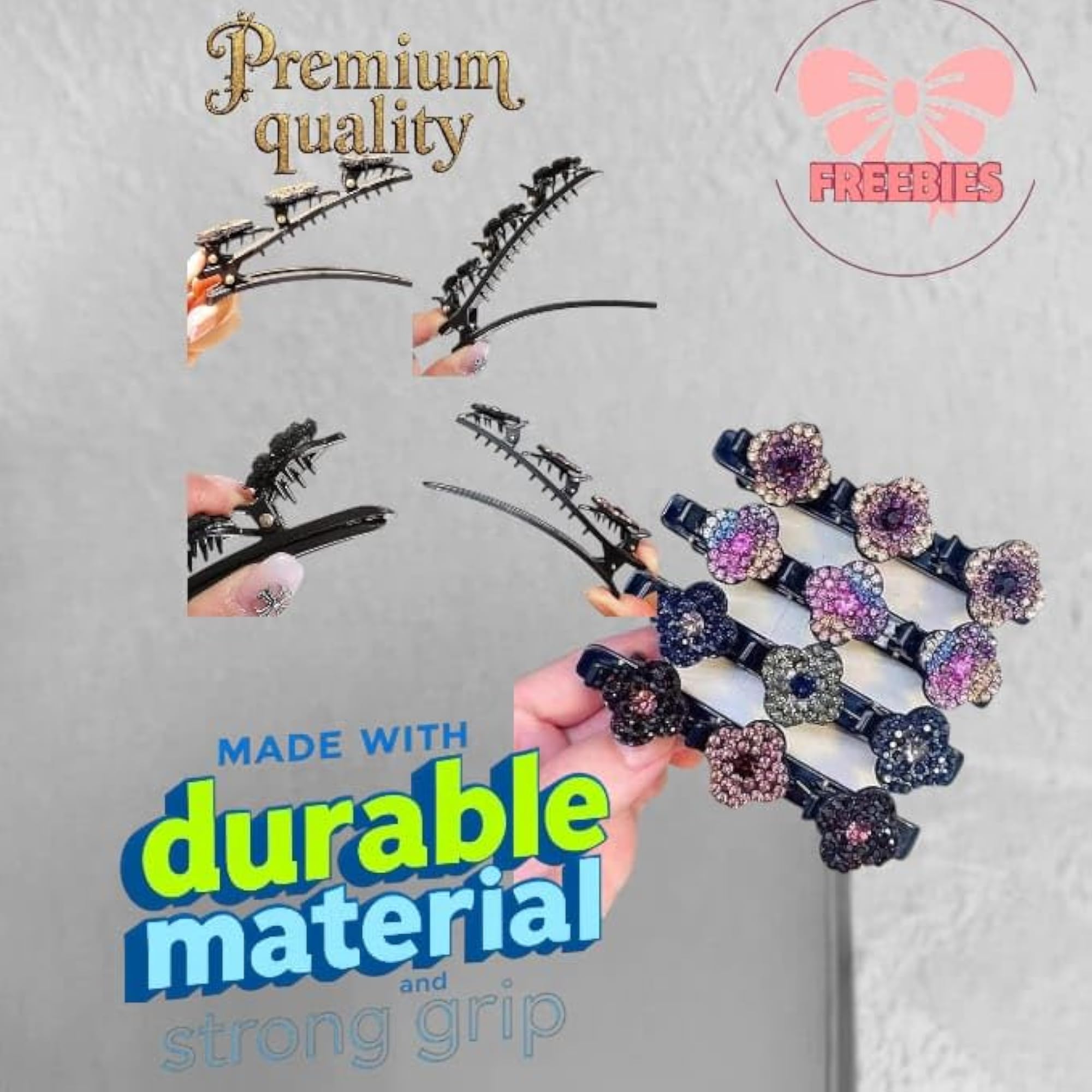 Charming Pack of 4 Multicolor Floral Hair Clips