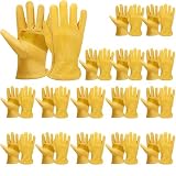 Sintuff 16 Paar Arbeitshandschuhe aus Leder mit verstärkter Handfläche, Gartenhandschuhe aus Vollnarbenleder, für Arbeit, Perforation, Schnitte, Bauarbeiten