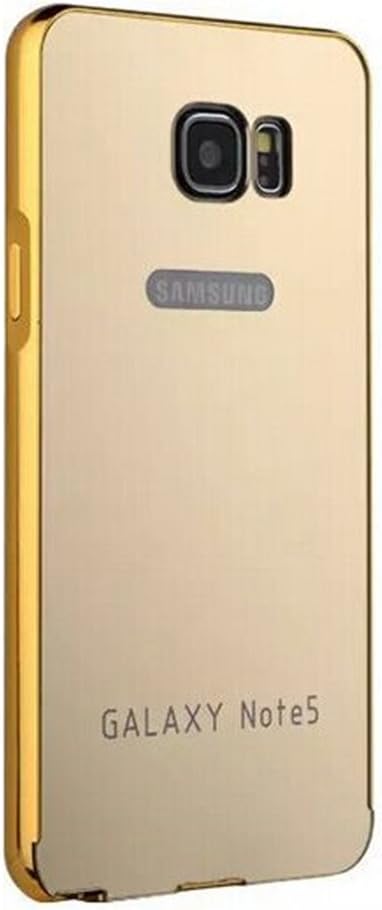 Note 5 Case,Aluminum Ultra-thin Clear Mirror With Metal Bumper Hard Case for Samsung Galaxy Note 5(Gold)+ A shinning hair bun sent randomly
