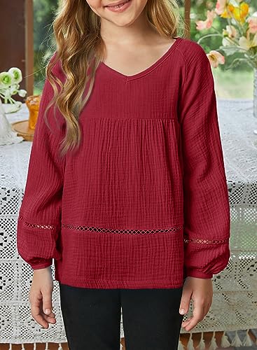 blibean Girls Elegant Boho Long Sleeve Blouse Size 4-13 Years Old3