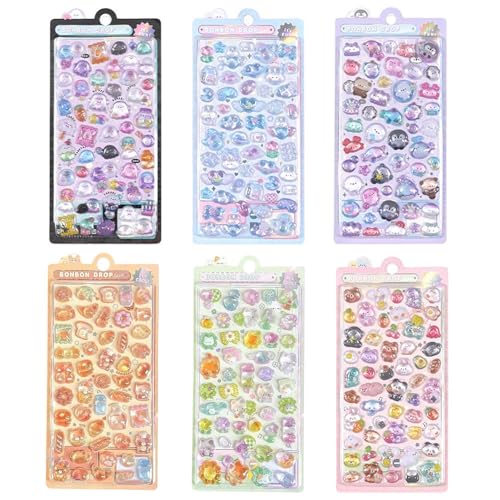 TIMJJG 6 Lindas Pegatinas Tridimensionales, Mini Pegatinas Divertidas, Pegatinas De Decoración para Adultos Y Niños, Pegatinas De Regalo Creativas.
