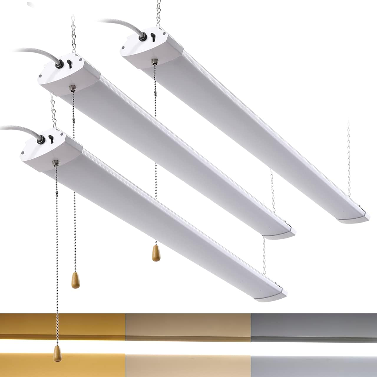 Greess 3 Pack 4 Foot LED Shop Light, 4FT 48W 5280lm Linkable LED Shop