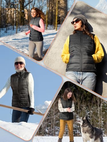 VIWKO Gilet Chauffant Femme avec Batterie 12V 12000mAh, 4 Niveaux de Chaleur et Contrôle par App, Gilet Thermique Léger pour Maison, Télétravail, Ville, Randonnée et Vélo(Taille L) – vue 2