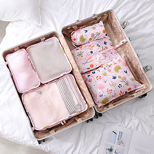 8 Piece Packing Cubes Set, Lychii Travel Luggage Packing Organizers - Floral Printed #TOP5