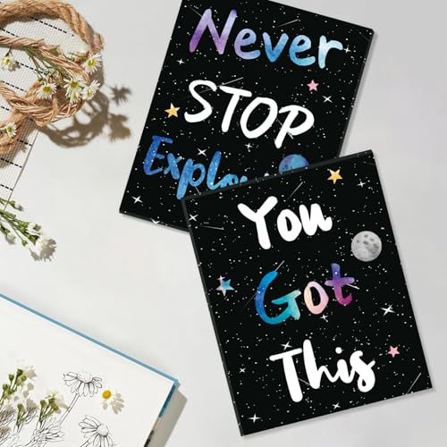 Image of CHDITB Outer Space Framed Canvas Wall Art, Universe Theme Artwork, Inspirational Quote Wall Decor, Stellar Sky Poster, Galaxy Universe Art Prints For Kids Room, Boy Bedroom Classroom Decor(8X10 Inch)