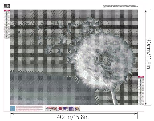 YSCOLOR Diamond Painting Kit, Dandelion 3D Embroidery, Full Round Drill 5D DIY Mosaic Decor, 11.8X15.8in/30X40cm