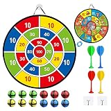 Tablero de Dardos para Niños, Diana Dardos de Plegable Doble Cara 66cm con 12 Bolas Adhesivas y 4 Dardos Adhesivas para Niños Niñas Adulto