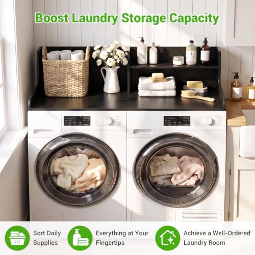 Aheaplus Washer Dryer Countertop with 2-Tier Storage Shelf, Black by Aheaplus - Used condition - Image 3