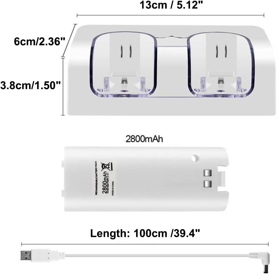 OSTENT Charger Dock Station + 2 Battery Packs for Nintendo Wii Remote Controller Color White [Video Game]